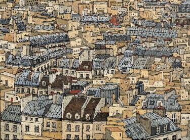 Malerei mit dem Titel "Paris-Fez, Ville Hy…" von Olivier Lavorel, Original-Kunstwerk, Öl