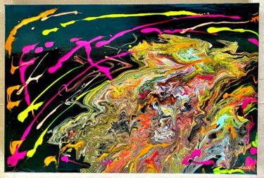 Painting titled "Funny Galaxy 1" by Law, Original Artwork, Acrylic Mounted on Wood Stretcher frame