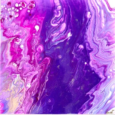 Painting titled "Purple Canyon" by Law, Original Artwork, Acrylic Mounted on Wood Stretcher frame