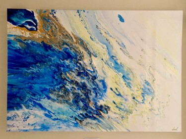 Painting titled "Creek" by Law, Original Artwork, Acrylic Mounted on Wood Stretcher frame