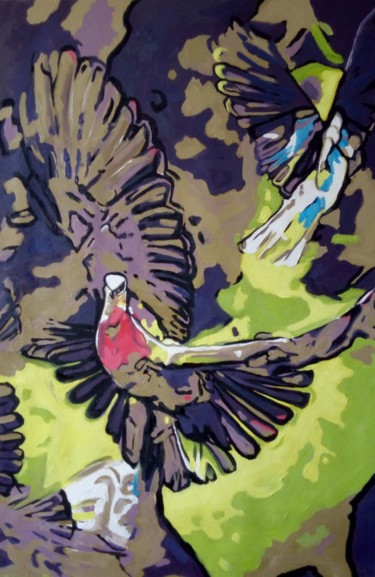 Peinture intitulée "Taking flight.jpg" par Yvette Mey, Œuvre d'art originale, Huile