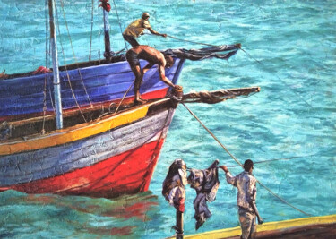 Peinture intitulée "After the Fishing i…" par Yvette Mey, Œuvre d'art originale, Huile