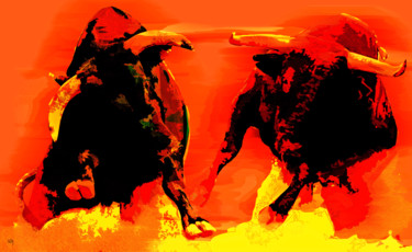 Digital Arts titled "angry bulls" by Lawrence, Original Artwork, Digital Painting