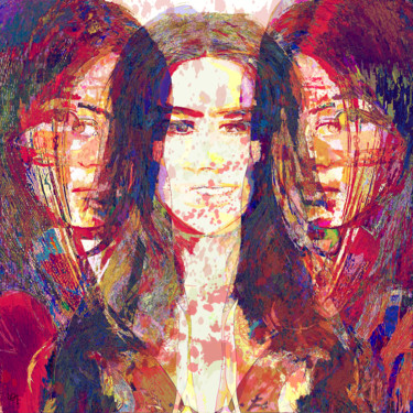 Digital Arts titled "Portraits of girls" by Lawrence, Original Artwork, Digital Painting