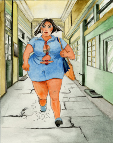 Painting titled "Brenda in the passa…" by Lawrence, Original Artwork, Watercolor