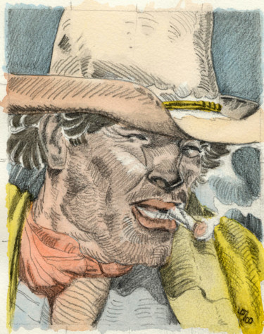 Painting titled "cow-boy" by Lawrence, Original Artwork