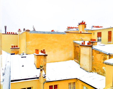 Photography titled "snow to roofs paris" by Lawrence, Original Artwork