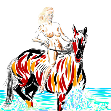 Arts numériques intitulée "draft horse" par Lawrence, Œuvre d'art originale, Peinture numérique
