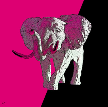 Painting titled "Pink elephant" by Lawrence, Original Artwork, Other