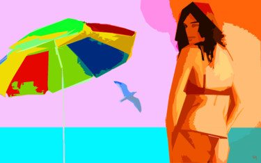 Digital Arts titled "to the beach" by Lawrence, Original Artwork, Digital Painting