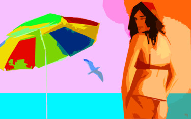 Artes digitais intitulada "to the beach" por Lawrence, Obras de arte originais, Pintura digital