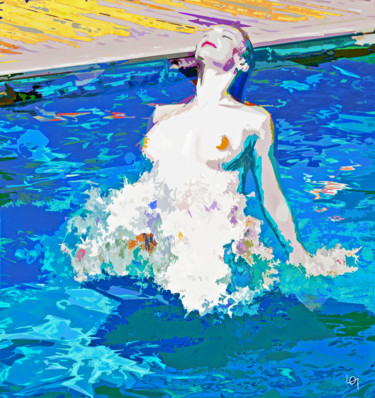 Digitale Kunst getiteld "naked to the swimmi…" door Lawrence, Origineel Kunstwerk, Digitaal Schilderwerk