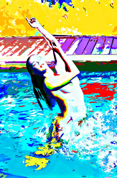 Digitale Kunst getiteld "naked to the swimmi…" door Lawrence, Origineel Kunstwerk, Digitaal Schilderwerk