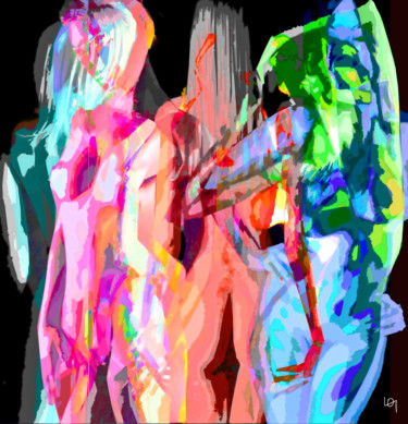 Arts numériques intitulée "5 naked girls" par Lawrence, Œuvre d'art originale, Peinture numérique