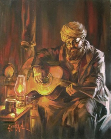 Painting titled "Silent Night" by Laxman Kumar Artist Delhi, Original Artwork, Oil