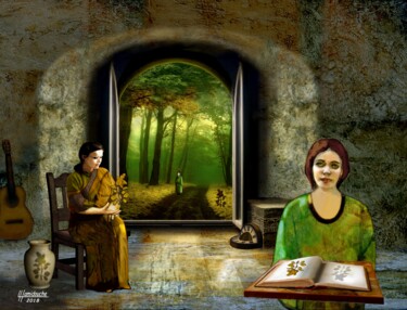 Digital Arts titled "Adagio en vert maje…" by Layachi Hamidouche, Original Artwork, 2D Digital Work