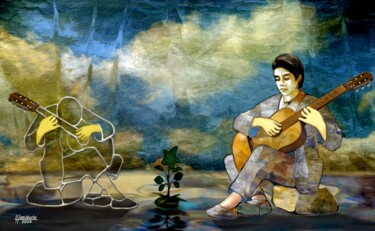 Digitale Kunst mit dem Titel "Le Chant de l'orchi…" von Layachi Hamidouche, Original-Kunstwerk, Digitale Malerei