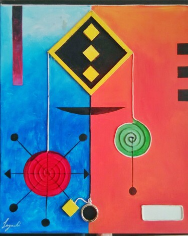 Painting titled "la balance" by Layachi Meskine, Original Artwork, Acrylic