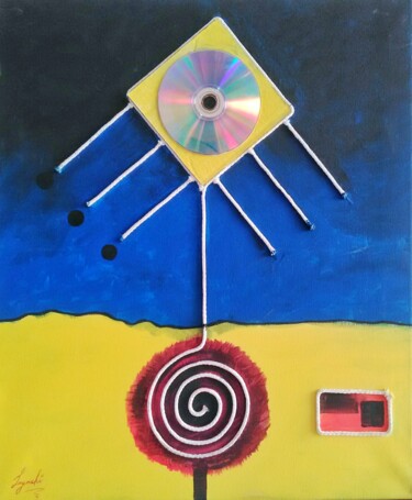 Peinture intitulée "tourbillon de pensée" par Layachi Meskine, Œuvre d'art originale, Acrylique