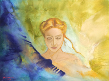 Pittura intitolato "Les Yeux de l'Esprit" da Layal Nasrallah, Opera d'arte originale, Olio