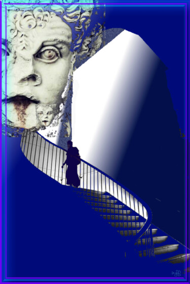 Malarstwo zatytułowany „escalier bleu” autorstwa Laydev, Oryginalna praca, Malarstwo cyfrowe