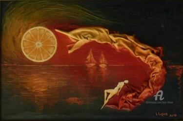 Pintura titulada "Crépuscule en rouge" por Liliana Lazar, Obra de arte original, Oleo