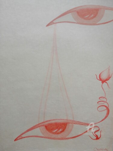 Dessin intitulée "Idées en rouge 1 (L…" par Liliana Lazar, Œuvre d'art originale, Crayon
