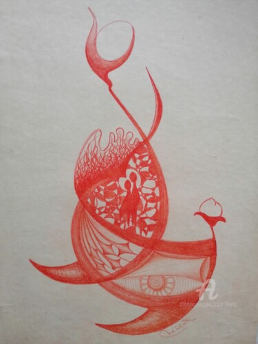 Desenho intitulada "Idées en rouge 3 (L…" por Liliana Lazar, Obras de arte originais, Lápis