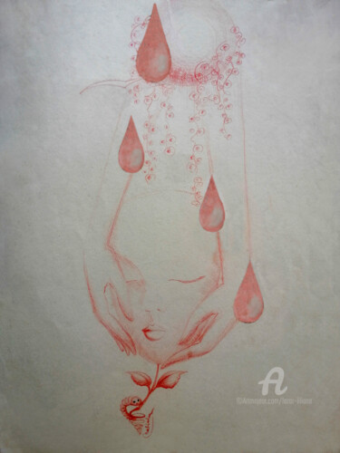 Drawing titled "Idées en rouge 4 (L…" by Liliana Lazar, Original Artwork, Pencil