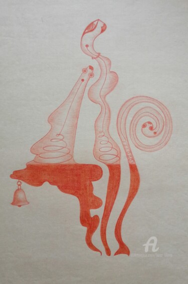 Drawing titled "Idées en rouge 7 (L…" by Liliana Lazar, Original Artwork, Pencil