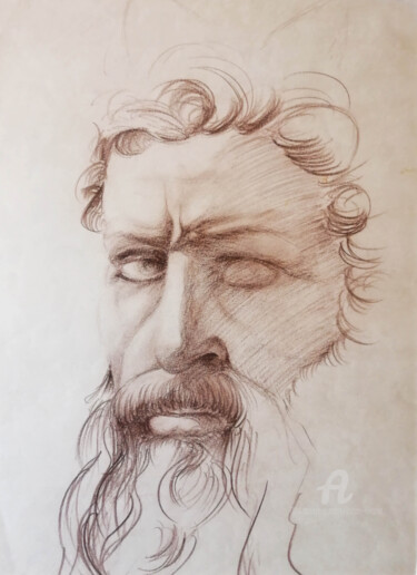 Drawing titled "Étude Moses (Michel…" by Liliana Lazar, Original Artwork, Charcoal