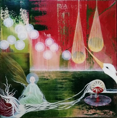 Painting titled "Zen-13" by Liliana Lazar, Original Artwork, Oil Mounted on Wood Stretcher frame