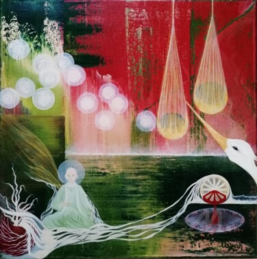 Painting titled "Zen-13" by Liliana Lazar, Original Artwork, Oil Mounted on Wood Stretcher frame