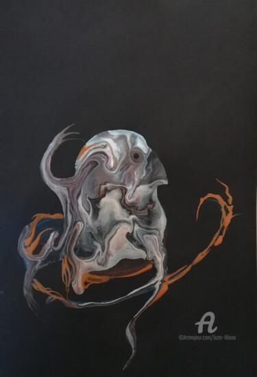 Painting titled "Monsieur Mo" by Liliana Lazar, Original Artwork, Acrylic Mounted on Other rigid panel