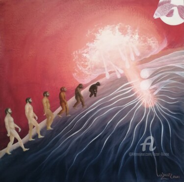 Painting titled "Le retour aux origi…" by Liliana Lazar, Original Artwork, Oil Mounted on Other rigid panel