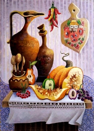 Painting titled "Веселая семейка" by Natalyi Lazarchenko, Original Artwork, Oil
