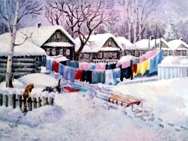 Pintura titulada "Winter in the villa…" por Natalyi Lazarchenko, Obra de arte original, Oleo