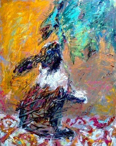 Painting titled "Bunny Lunch" by Valerie Lazareva, Original Artwork, Oil