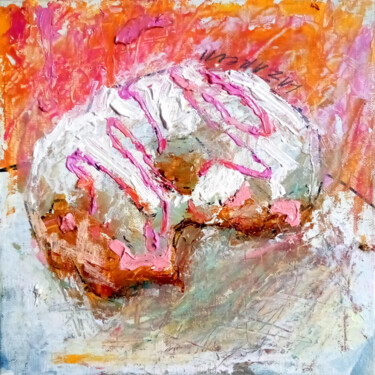 Malarstwo zatytułowany „Pink Donut #2” autorstwa Valerie Lazareva, Oryginalna praca, Olej