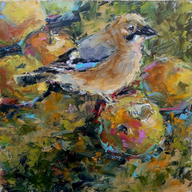 Pittura intitolato "Jay bird" da Valerie Lazareva, Opera d'arte originale, Olio