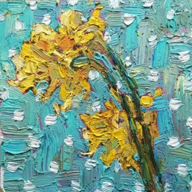 Pintura titulada "Three daffodils" por Valerie Lazareva, Obra de arte original, Oleo