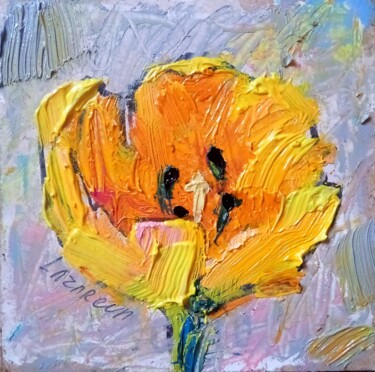 Pintura intitulada "Tulip Yellow" por Valerie Lazareva, Obras de arte originais, Óleo