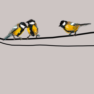 Arts numériques intitulée "Bird Tits" par Valerie Lazareva, Œuvre d'art originale, Peinture numérique