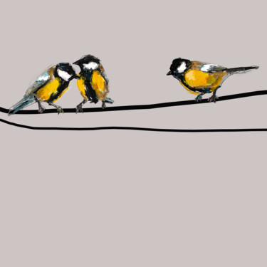 Arte digitale intitolato "Bird Tits" da Valerie Lazareva, Opera d'arte originale, Pittura digitale