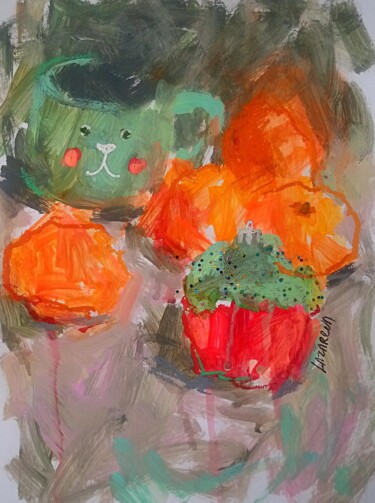 Malerei mit dem Titel "Sketch Tangerines#2" von Valerie Lazareva, Original-Kunstwerk, Acryl