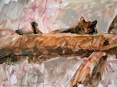 Painting titled "Tiger cat#1" by Valerie Lazareva, Original Artwork, Acrylic