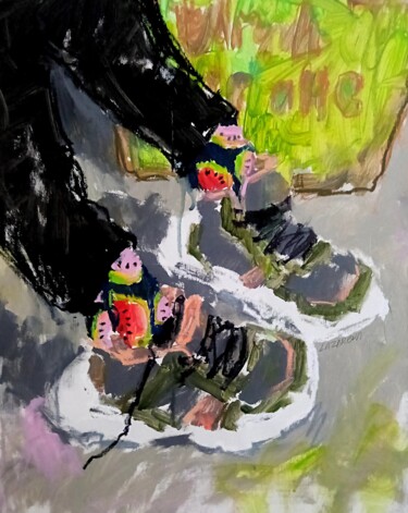 Pittura intitolato "Socks with watermel…" da Valerie Lazareva, Opera d'arte originale, Acrilico