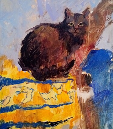 Painting titled "Tiger cat#3" by Valerie Lazareva, Original Artwork, Acrylic