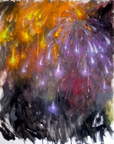 Painting titled "Fireworks /2023" by Valerie Lazareva, Original Artwork, Acrylic