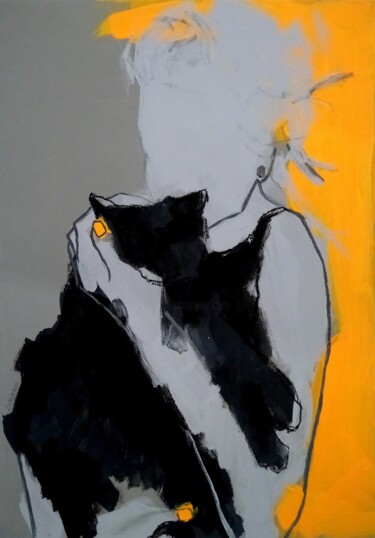 Ζωγραφική με τίτλο "#1/24 Mr.Black with…" από Valerie Lazareva, Αυθεντικά έργα τέχνης, Ακρυλικό